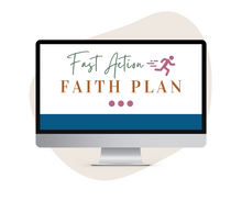 Load image into Gallery viewer, Digital Main Cover Image Fast Action Faith Plan with Activities to teach faith, strengthen the family, and raise godly children with this Fast Action Faith Plan that will give you 4 weeks of family prayer, Bible reading, family togetherness, and tips on attending church.
